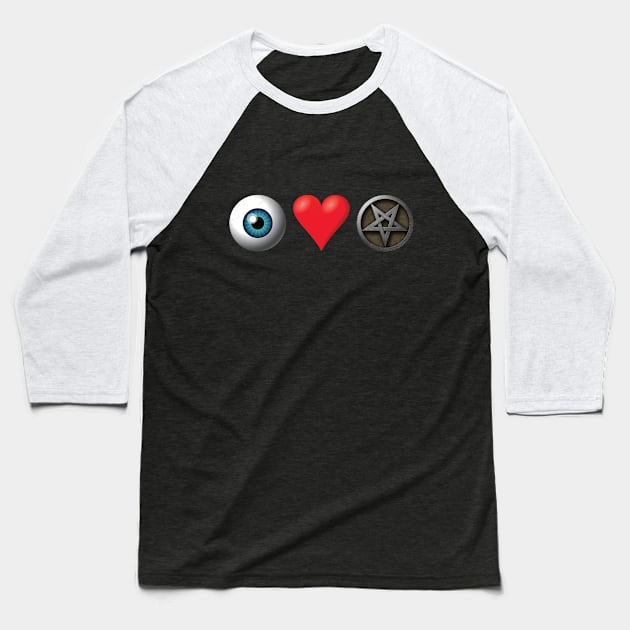 Eye Heart Satan Baseball T-Shirt by EvilTees